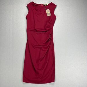 MIUSOL Pencil Dress Womens M Work Burgundy Retro Ruffle Style NWT New